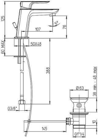 Смеситель для раковины Paini Nove 09PZ211 Черный матовый 