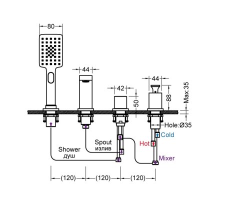 Смеситель Timo Torne 4330/03Y на борт ванны, черный 