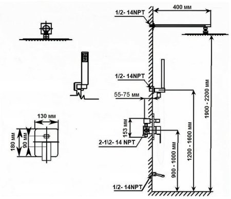 Душевая система ALMAes Weber TVZ-0808 Черная матовая 