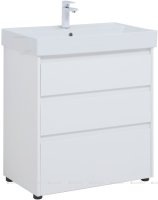 Тумба с раковиной Aquanet Nova Lite 75 белый глянец (3 ящика)