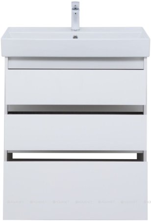 Тумба с раковиной Aquanet Nova Lite 75 белый глянец (3 ящика) 
