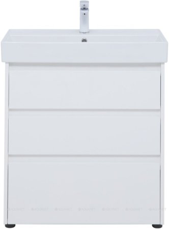 Тумба с раковиной Aquanet Nova Lite 75 белый глянец (3 ящика) 