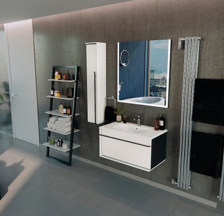 Шкаф пенал Roca Aneto 23 L 857431806 подвесной Белый глянец Черный матовый 