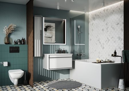 Шкаф пенал Roca Aneto 23 L 857431806 подвесной Белый глянец Черный матовый 