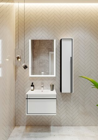 Шкаф пенал Roca Aneto 23 L 857431806 подвесной Белый глянец Черный матовый 