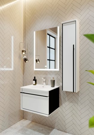 Шкаф пенал Roca Aneto 23 L 857431806 подвесной Белый глянец Черный матовый 