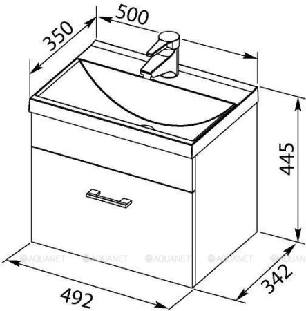 Тумба с раковиной Aquanet Нота 50 белый 