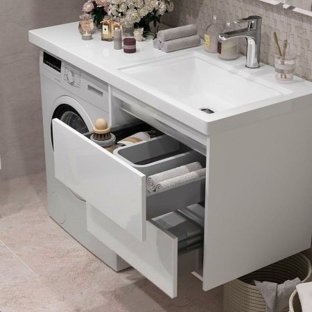 Тумба под раковину Opadiris Фреш 120 00-00002179 подвесная Белая глянцевая 