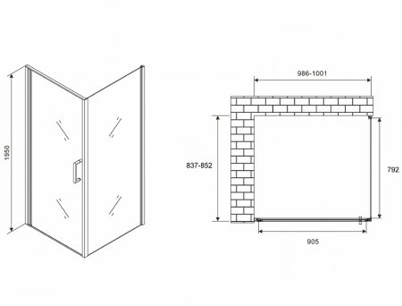 Душевой уголок Abber Sonnenstrand 100x85 AG04100B-S85B профиль Черный стекло прозрачное 