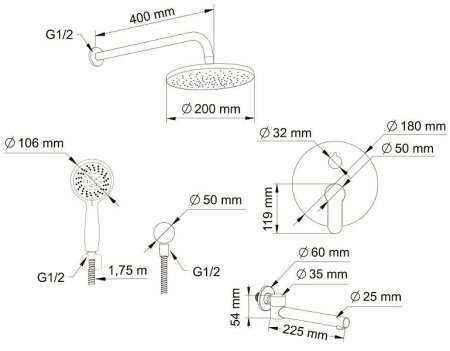 Душевая система Swedbe Platta 5544 Хром 