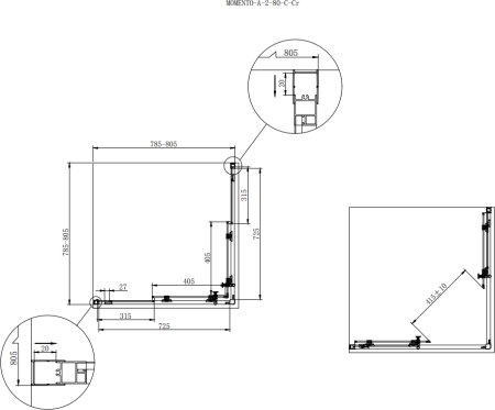 Душевой уголок Cezares Momento A 2 80 C Cr 