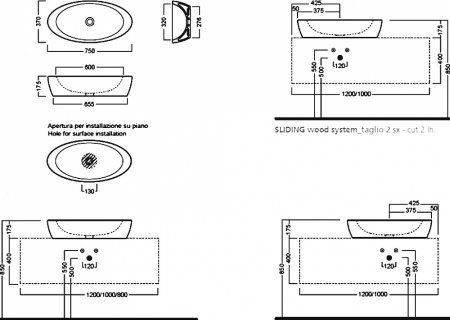 Раковина Hatria Nido 75 см 