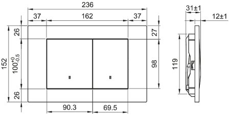 Клавиша смыва Olive's Porto PR412B Черная матовая 