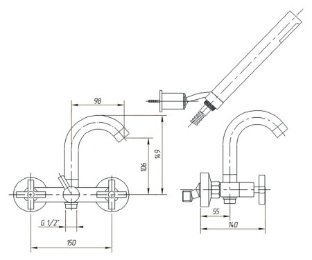 Смеситель Migliore Naxos ML.NAX-7602 Cr для ванны с душем 