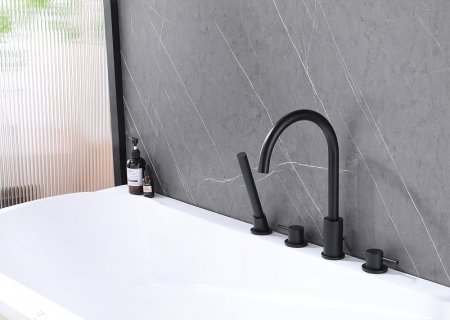 Смеситель на борт ванны Abber Wasser Kreis AF8113B Черный матовый 