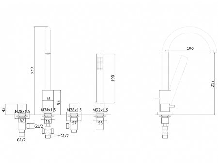 Смеситель на борт ванны Abber Wasser Kreis AF8113B Черный матовый 