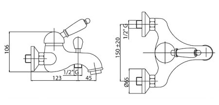 Смеситель Cezares Vintage VINTAGE-VM-01-Sw для ванны с душем 