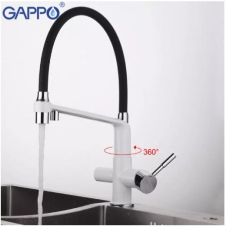 Смеситель для кухонной мойки Gappo G4398-9 белый/хром/черный 