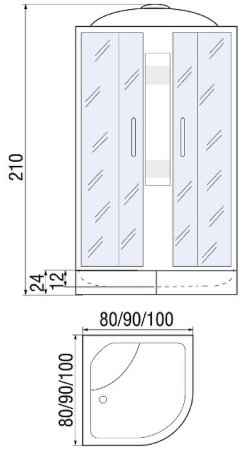 Душевая кабина River Nara 100x100 МТ 10000001355 с поддоном 