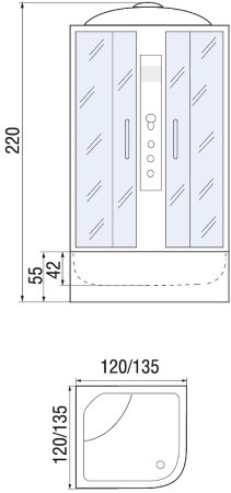 Душевой бокс River Temza 135x135 ТН 10000001585 с поддоном 