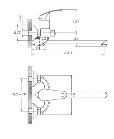Смеситель однорычажный для ванны длинный излив30F HAIBA CRON CN2321 