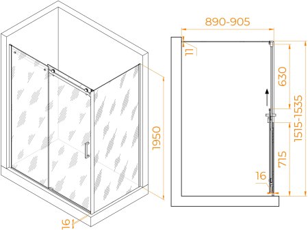 Душевой уголок RGW TO-44 (TO-14 + Z-050-2) 1500x900 