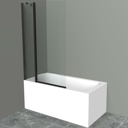 Шторка на ванну BelBagno Uno 100 UNO-V-11-100/150-C-NERO профиль Черный матовый стекло прозрачное 