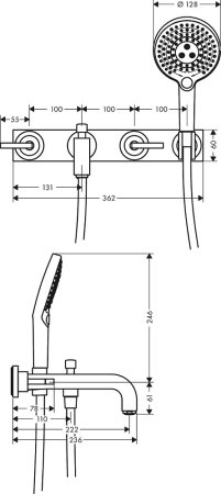 Смеситель Axor Citterio 39442000 для ванны с душем 