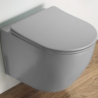 Унитаз CeramaLux 2197MH подвесной Светло-серый матовый с сиденьем Микролифт Унитаз CeramaLux 2197MH подвесной Светло-серый матовый с сиденьем Микролифт