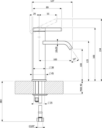 Смеситель Villeroy & Boch Dawn TVW10610315261 для раковины 