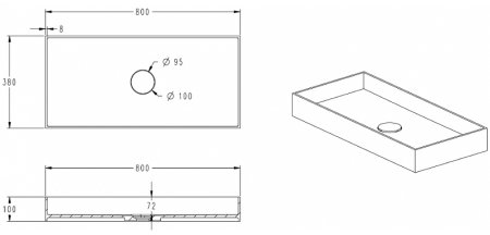 Раковина-чаша Abber Stein 80 AS2622 Белая матовая 