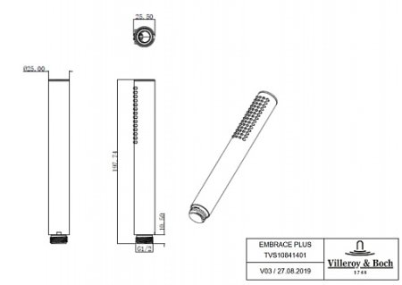 Душевая лейка Villeroy & Boch Embrace Plus TVS10841401K5 черная матовая 