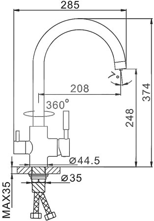 Смеситель для кухни Frap H52 F4352 Хром 