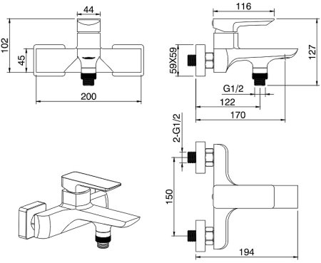 Смеситель для ванны Allen Brau Infinity 5.21006-00 Хром 