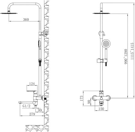 Душевая система со смесителем ESKO Orlando (ST250OL) 
