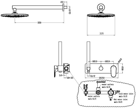 Душевая система Boheme Spectre 454-B Черная матовая 