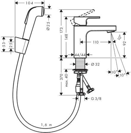Смеситель для раковины Hansgrohe Vernis Shape 71216000 Хром 