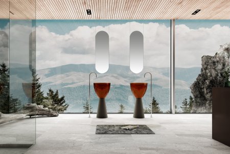 Раковина отдельностоящая прозрачная ABBER Kristall AT2703Black-Opal черный/коричневый 