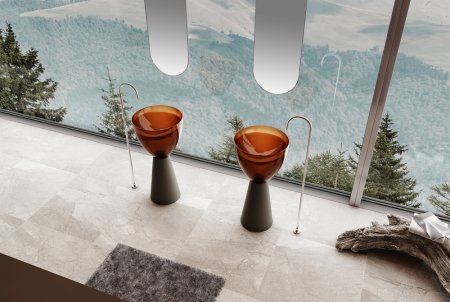 Раковина отдельностоящая прозрачная ABBER Kristall AT2703Black-Opal черный/коричневый 