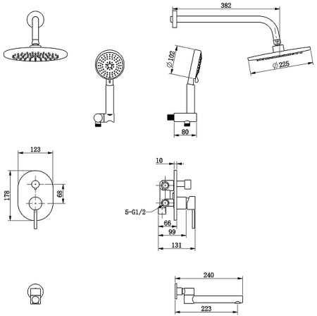 Душевая система Bronze de Luxe Scandi 14582W Белая 