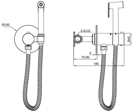 Гигиенический душ с термостатом AltroBagno BM 060404 GrMt 