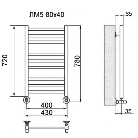 Полотенцесушитель водяной Ника Modern ЛМ-5 80x40 хром люкс 