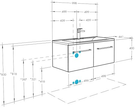 Тумба под раковину Aquaton Мадрид 100 М 1A128001MA010 подвесная Белая 