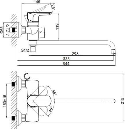Смеситель D&K Baciano DA1033301 универсальный 