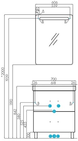 Тумба под раковину Aquaton Америна 67 Н 1A169301AM010 Белая глянцевая 