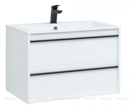 Тумба c раковиной Aquanet Lino 80 белый матовый 