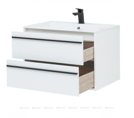 Тумба c раковиной Aquanet Lino 80 белый матовый 