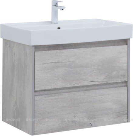 Тумба с раковиной Aquanet Nova Lite 75 дуб белый (2 ящика) 