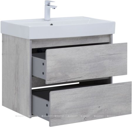 Тумба с раковиной Aquanet Nova Lite 75 дуб белый (2 ящика) 