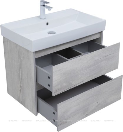 Тумба с раковиной Aquanet Nova Lite 75 дуб белый (2 ящика) 